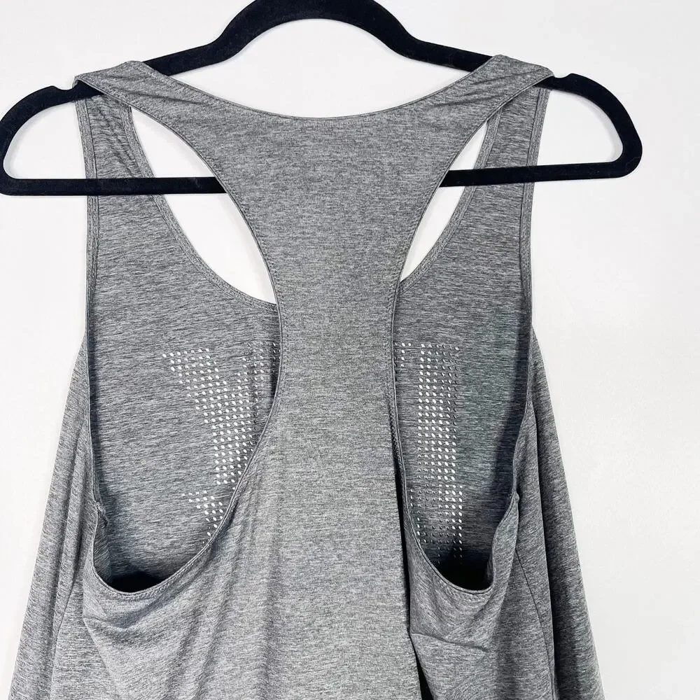 Ivy Park Laser Cut Logo Racerback Tank Top Heather Gray Womens Medium M Workout